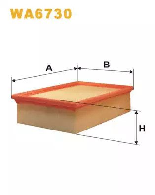 Фильтр воздушный DODGE GRAND, CITROËN C4, PEUGEOT 307, WIX FILTERS (WA6730)