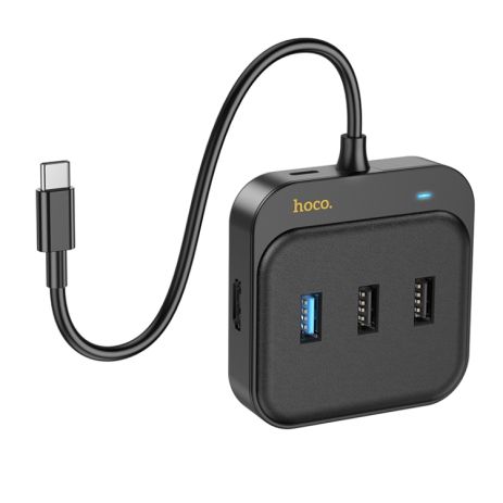 Хаб HOCO HB38 Type-C converter Black (Type-C to USB3.0+USB2.0*2+HDMI 4K+PD 100W+SD+TF) | Перехідник | адаптер | мультихаб