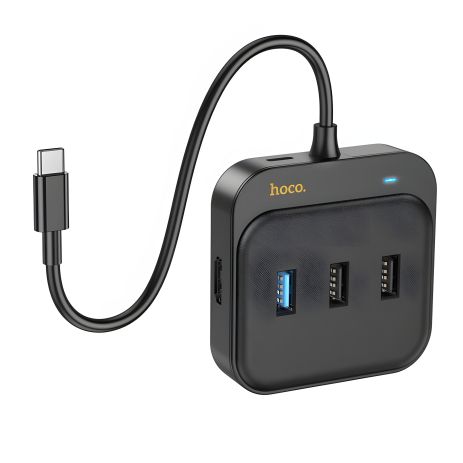Хаб HOCO HB38 Type-C converter Black (Type-C to USB3.0+USB2.0*2+HDMI 4K+PD 100W+SD+TF) | Перехідник | адаптер | мультихаб Хаб HOCO HB38 Type-C converter Black (Type-C to USB3.0+USB2.0*2+HDMI 4K+PD 100W+SD+TF) | Перехідник | адаптер | мультихаб