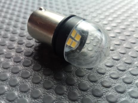 Лампа світлодіод с/ц 12V P21W 1156 4SMD прозоре скло/біла