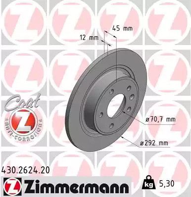 Диск тормозной OPEL CASCADA, OPEL CASCADA, ZIMMERMANN (430262420)