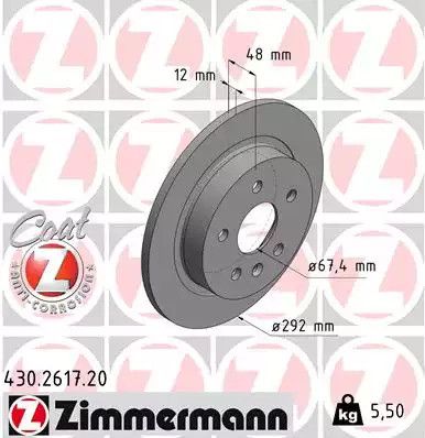 Диск тормозной CHEVROLET MALIBU, SAAB 9-5, ZIMMERMANN (430261720)