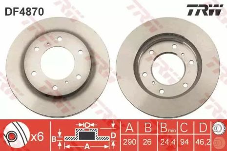 Диск тормозной MITSUBISHI PAJERO, TRW (DF4870)