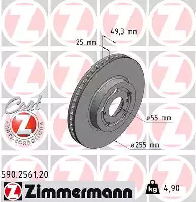 Диск тормозной LEXUS CT, TOYOTA PRIUS, ZIMMERMANN (590256120)