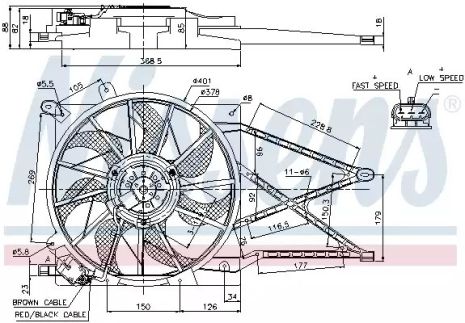 Вентилятор охолодження двигуна OPEL ASTRA G (98-), NISSENS (85185)