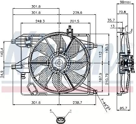 Вентилятор охолодження двигуна NISSAN KUBISTAR, RENAULT THALIA, NISSENS (85252)