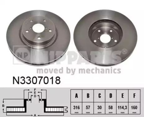 Диск тормозной SUBARU TRIBECA, NIPPARTS (N3307018)