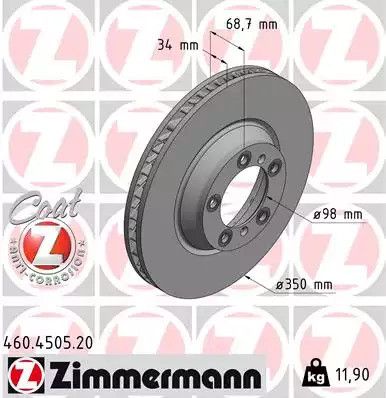 Диск тормозной PORSCHE PANAMERA, ZIMMERMANN (460450520)