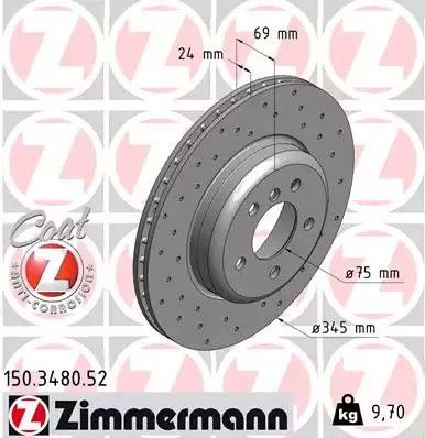 Диск тормозной BMW 6, ZIMMERMANN (150348052)