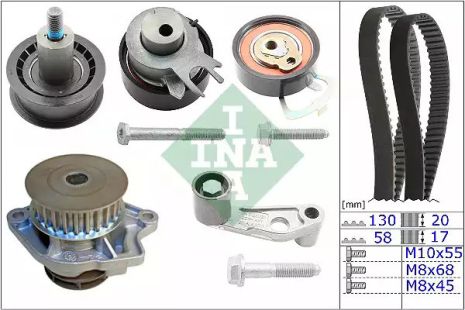 Водяний насос + комплект ГРМ VW (SVW), AUDI A2, SKODA OCTAVIA, INA (530008931)