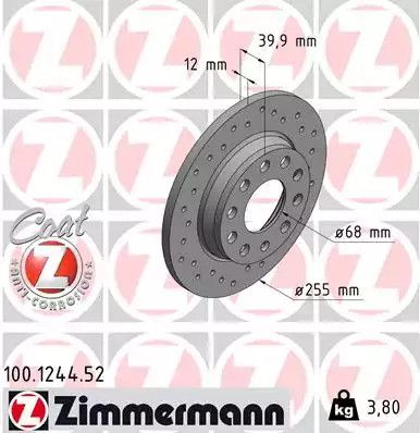 Brake VW Passat, Audi A4, Zimmermann (100124452)