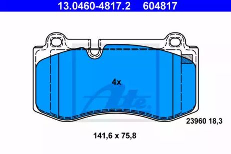 Комплект тормозных колодок, дисковый тормоз MERCEDES-BENZ S-CLASS, ATE (13046048172)