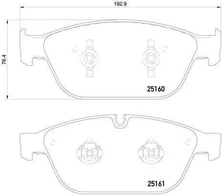 Набір гальмівних колодок, дискове гальмо Audi A8, Brembo (P85128)