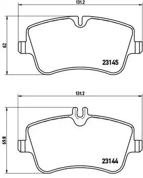 Набір гальмівних майданчиків, диск-гальмо Mercedes-Benz CLC-клас, Brembo (P50045)