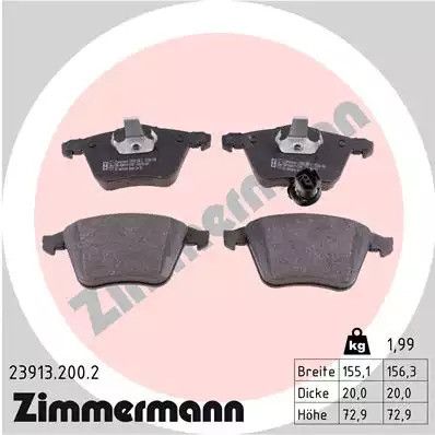 Гальмівні колодки, VW Golf, Seat Leon, Zimmermann (239132002) Диск.