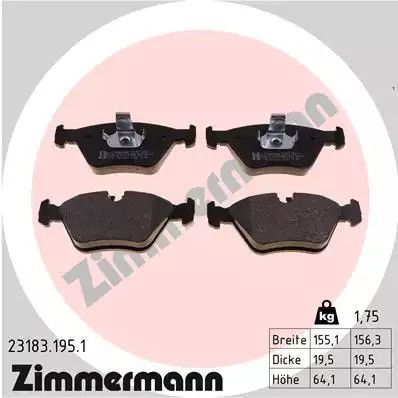 Комплект гальмівних колодок, дискове гальмо MG MG, BMW X3, ZIMMERMANN (231831951)