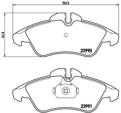 Набір гальмівних майданчиків, дисковий гальмо VW LT, Mercedes-Benz V-Class, Brembo (P50080)