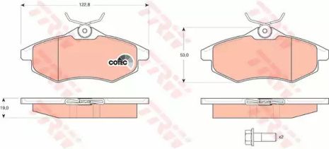 Комплект гальмівних колодок, дискове гальмо CITROËN C2, TRW (GDB1495)