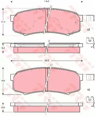 Комплект гальмівних колодок, дискове гальмо MITSUBISHI PAJERO, TOYOTA LAND, TRW (GDB3110)