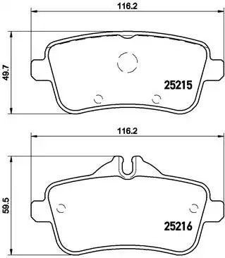 Набір гальмівних колодок, Mercedes-Benz SLC, Brembo (P50099) Диск гальмо