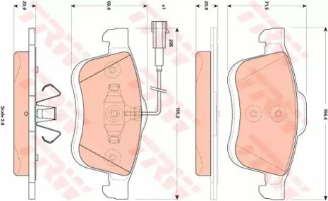 Комплект гальмівних колодок, дискове гальмо CHRYSLER DELTA, FIAT DOBLO, TRW (GDB1865)