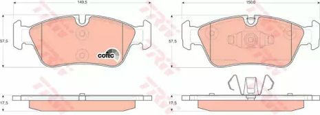 Комплект гальмівних колодок, дискове гальмо BMW 1, TRW (GDB1625)