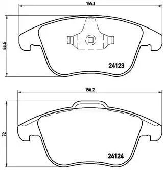 Набір гальмівних майданчиків, дисковий гальмо Ford Australia, Land Rover, Brembo (P24076)