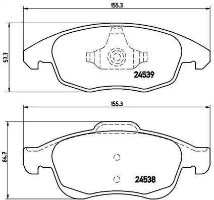 Комплект тормозных колодок, дисковый тормоз DS DS, PEUGEOT 5008, BREMBO (P61083)