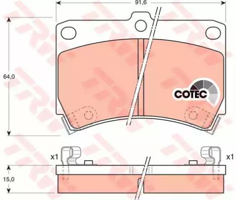 Комплект гальмівних колодок, дискове гальмо FORD AUSTRALIA, KIA AVELLA, TRW (GDB1024)