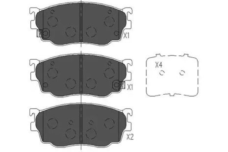 Комплект тормозных колодок, дисковый тормоз MAZDA PREMACY, KAVO PARTS (KBP4509)