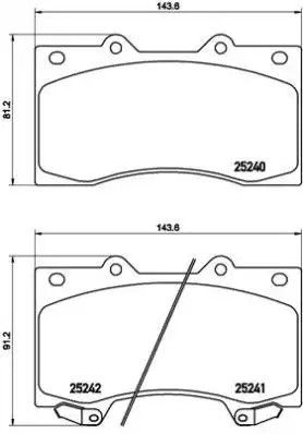 Комплект гальмівних колодок, дискове гальмо NISSAN PATROL, BREMBO (P56081)