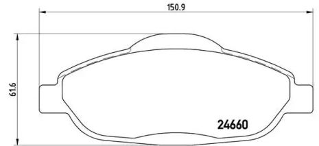 Комплект гальмівних колодок, дискове гальмо PEUGEOT 408, BREMBO (P61101)