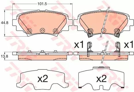 Комплект гальмівних колодок, дискове гальмо MAZDA 3, TRW (GDB3593)