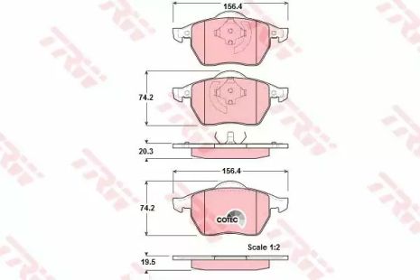 Комплект тормозных колодок, дисковый тормоз SEAT IBIZA, SKODA OCTAVIA, TRW (GDB1275)