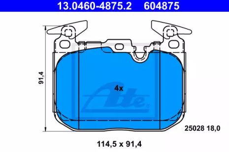 Комплект гальмівних колодок, дискове гальмо BMW 2, ATE (13046048752)