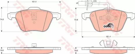 Комплект гальмівних колодок, дискове гальмо VW GOLF V, FORD GALAXY, TRW (GDB1460)