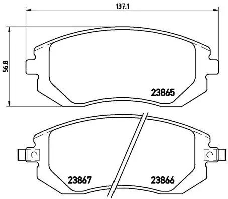 Набір гальмівних колодок, диск Brake Subaru XV, Brembo (P78013)