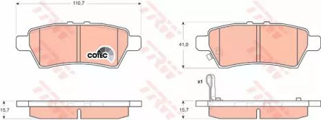 Комплект тормозных колодок, дисковый тормоз NISSAN NP300, TRW (GDB3405)