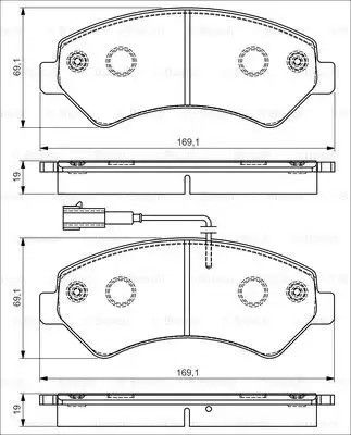 Комплект гальмівних колодок, дискове гальмо FIAT DUCATO, PEUGEOT BOXER, BOSCH (0986495095)