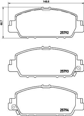 Комплект гальмівних колодок, дискове гальмо HONDA ACCORD, BREMBO (P28077)