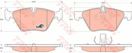 Комплект гальмівних колодок, дискове гальмо BMW (BRILLIANCE), TRW (GDB1559)