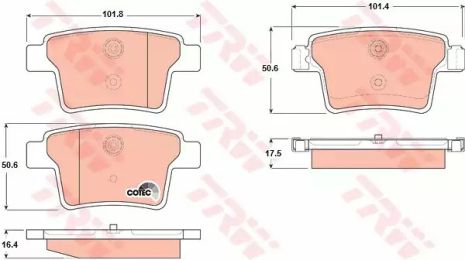 Комплект гальмівних колодок, дискове гальмо BYD S6, JAGUAR X-TYPE, TRW (GDB1665)