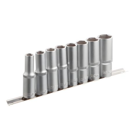 Набор удлиненных шестигранных головок на планке, 1/2", 8 ед. (10, 12, 13, 14, 15, 17, 19, 22 мм) INTERTOOL ET-6009