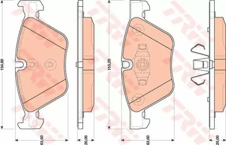 Комплект гальмівних колодок, дискове гальмо BMW 1, TRW (GDB1810)