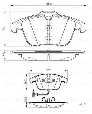 Комплект гальмівних колодок, дискове гальмо AUDI A5, BOSCH (0986495129)