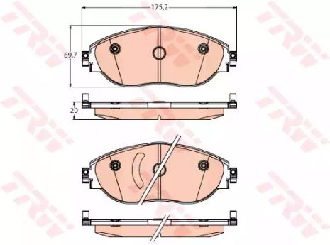 Комплект гальмівних колодок, дискове гальмо AUDI Q3, VW TIGUAN, TRW (GDB2219)