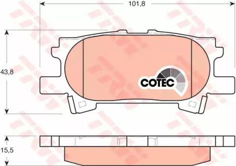 Комплект тормозных колодок, дисковый тормоз TOYOTA HIGHLANDER, LEXUS RX, TRW (GDB3339)