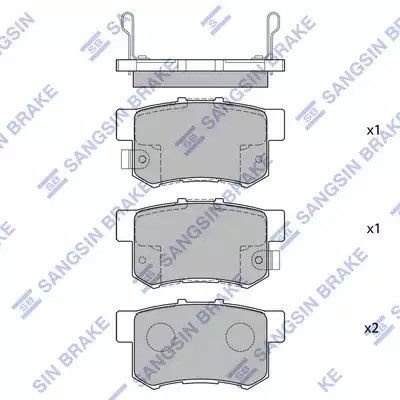 Набір гальмівних прокладок, Honda Accord V, Acura RDX, Sangsin (SP1076R) Диск.