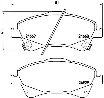 Комплект гальмівних колодок, дискове гальмо TOYOTA VERSO, BREMBO (P83109)