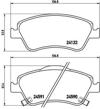 Набір гальмівних колодок, Toyota Corolla, Brembo (P83079) Диск.